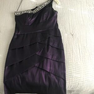 Size 6  One Shoulder Purple  Jeweled After 5 Dress!